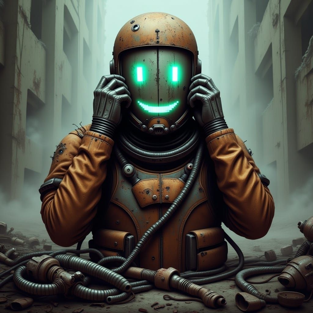 High-Tech Figure Reveals Pixelated Grin