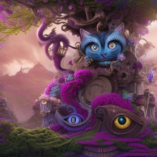 Alice in Wonderland: Cheshire Cat Digital Painting