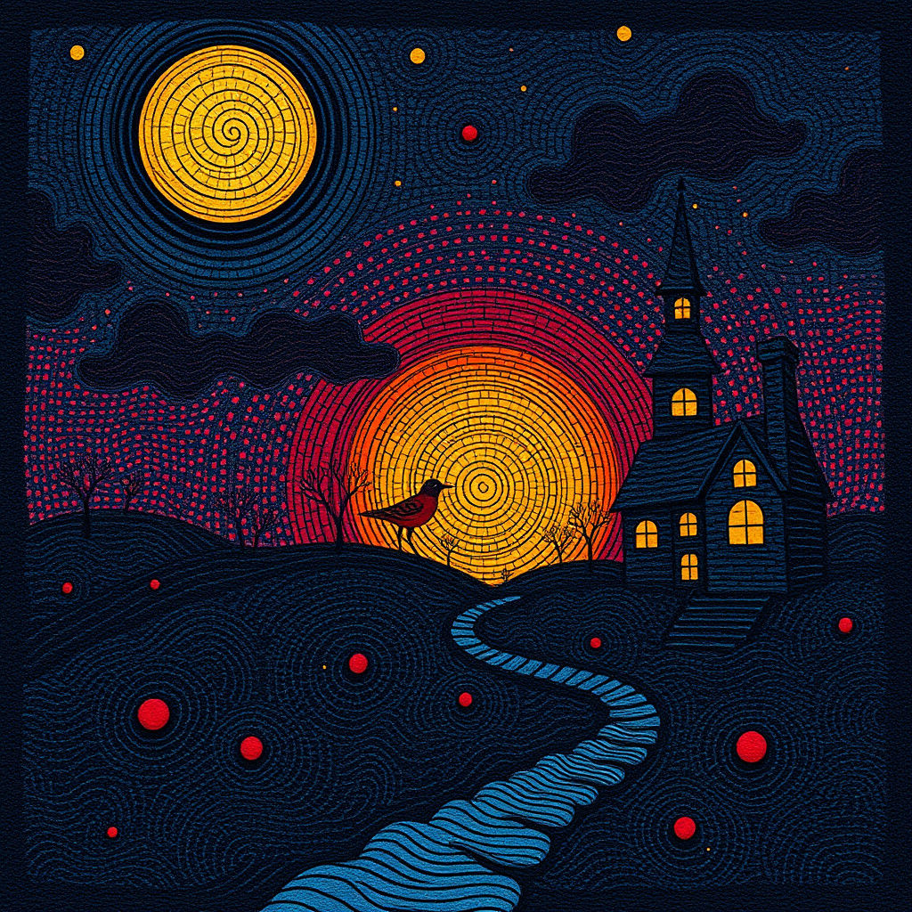 Surreal Sunrise in Pointillist Pop Art Style