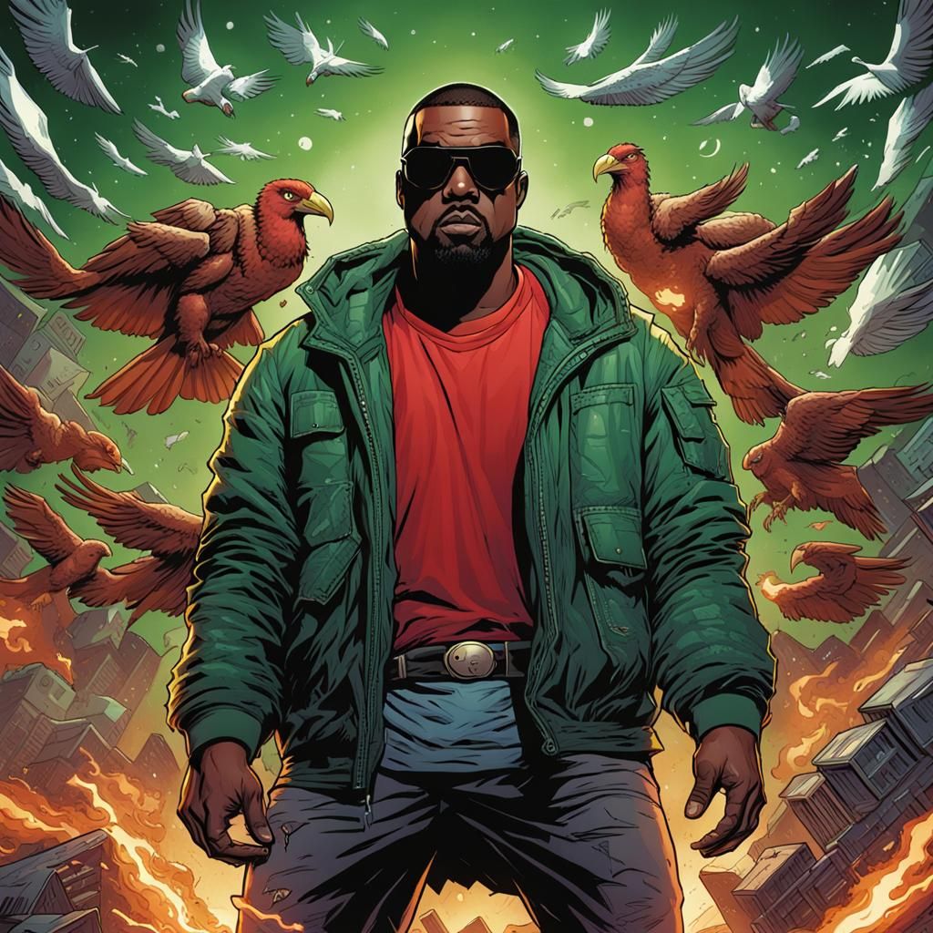 Kanye as Marvel's Vulture in Comic Book Art