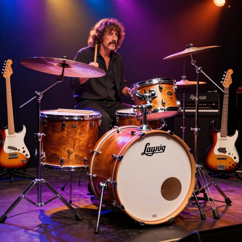 Vintage 1920s Ludwig Drum Set on Lively Stage