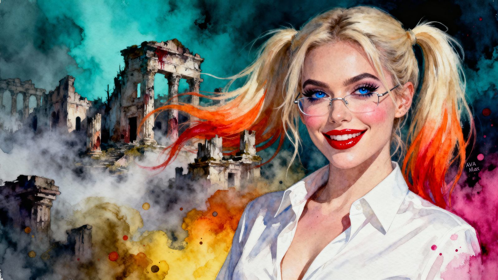 Vampire Pop Star Portrait in Ancient Ruins