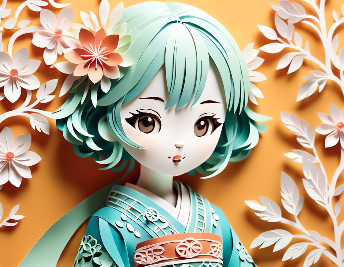 Japanese kirigami doll