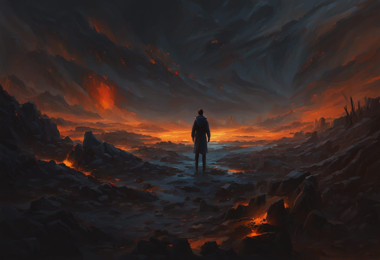 Desolate Landscape Concept Art with Ethereal Glow