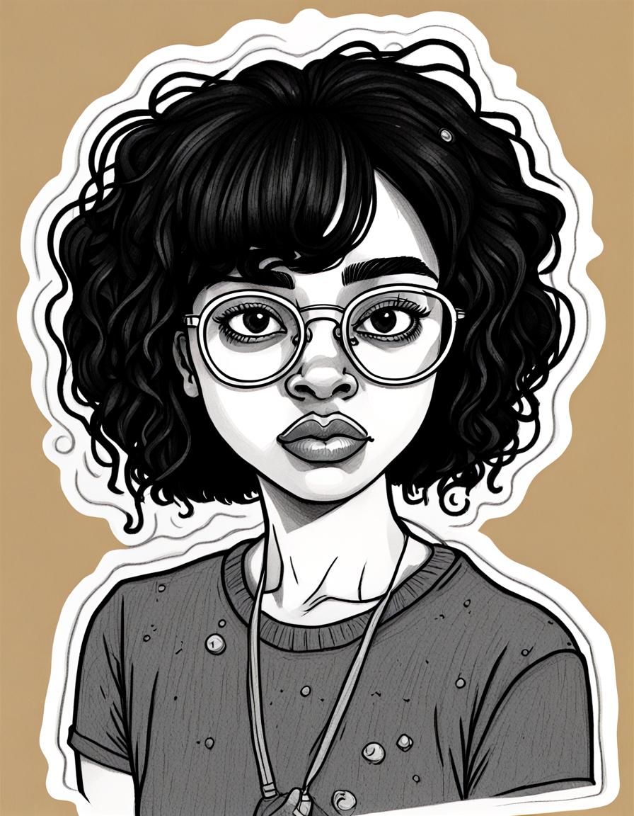 Cartoony Self-Portrait of a Melanin Woman with Insomnia