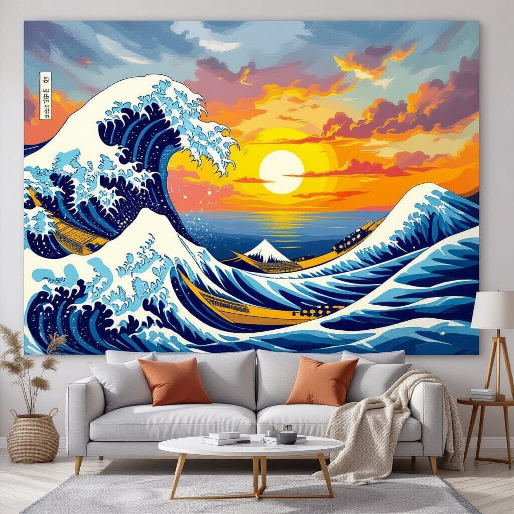 Impressionist Ocean Waves Painting with Vibrant Colors
