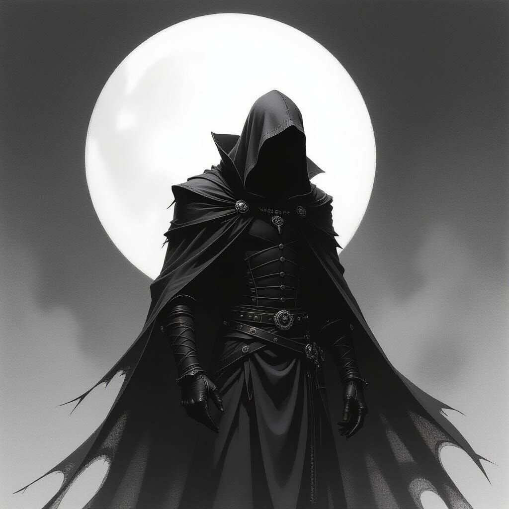 Vampire Evolving from Pencil Sketch in Moonlight