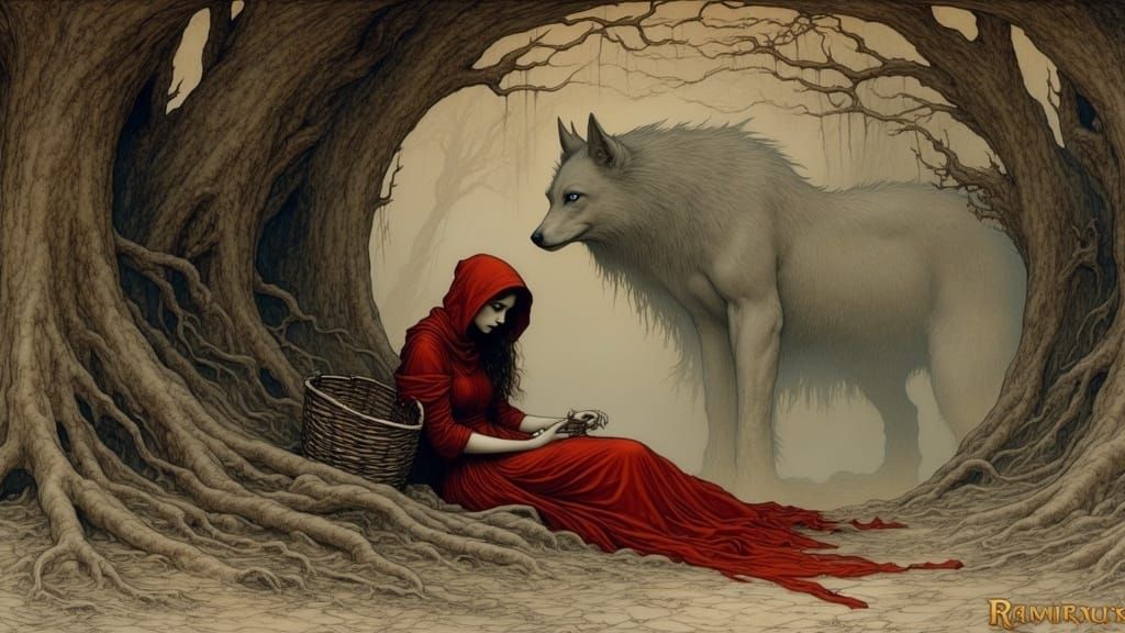 Futuristic Little Red Riding Hood Scene