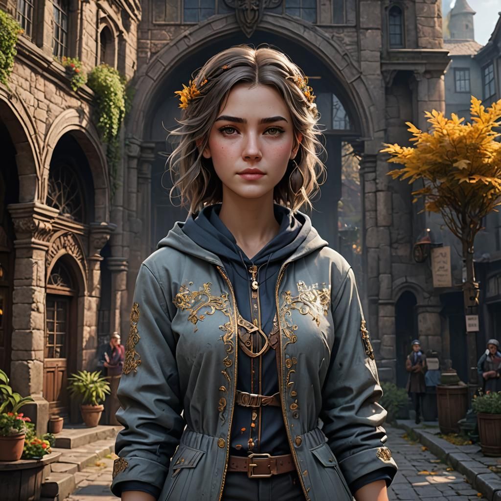 Modern Girl in Detailed Matte Painting