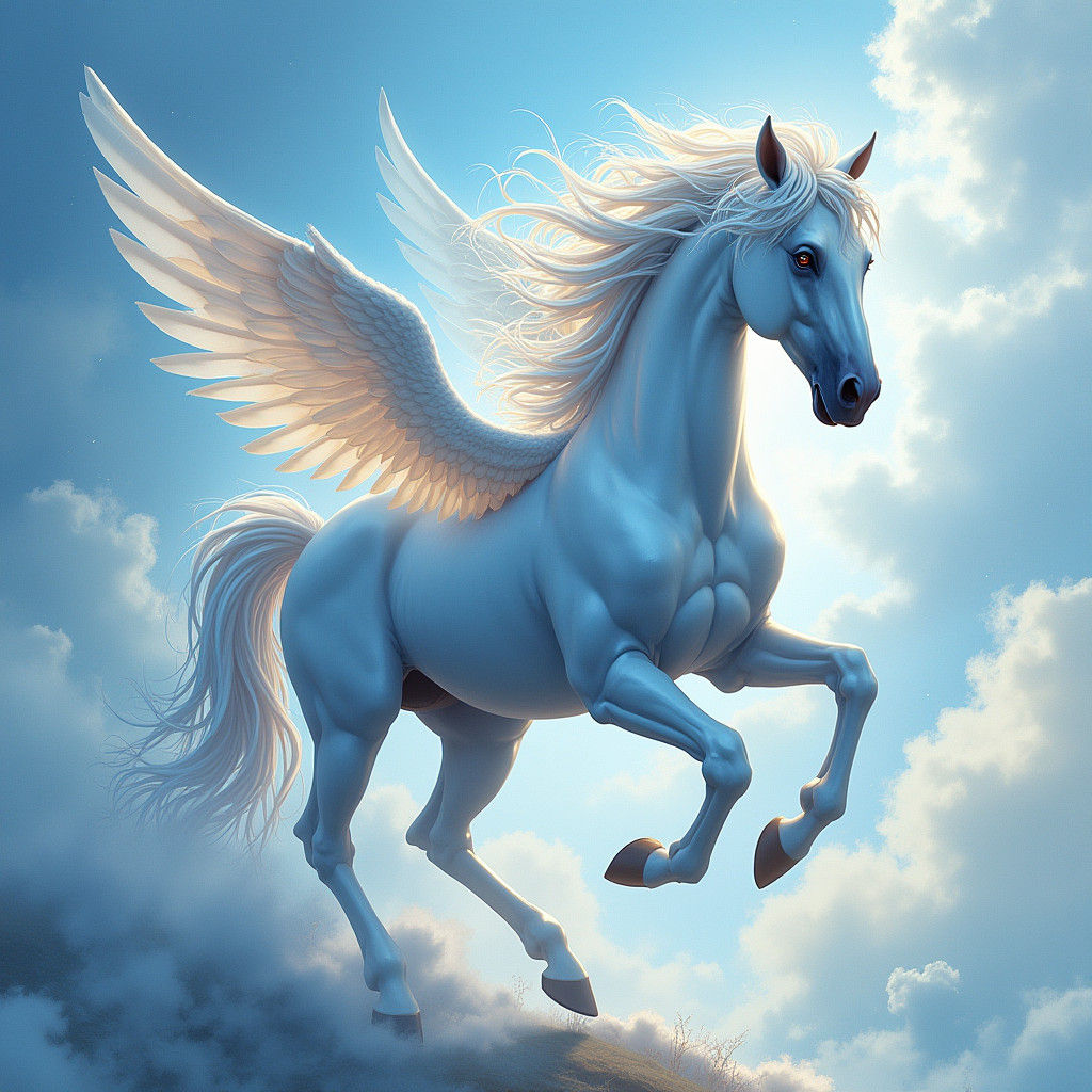 Wind Goddess Horse Hybrid in Dreamlike Illustration