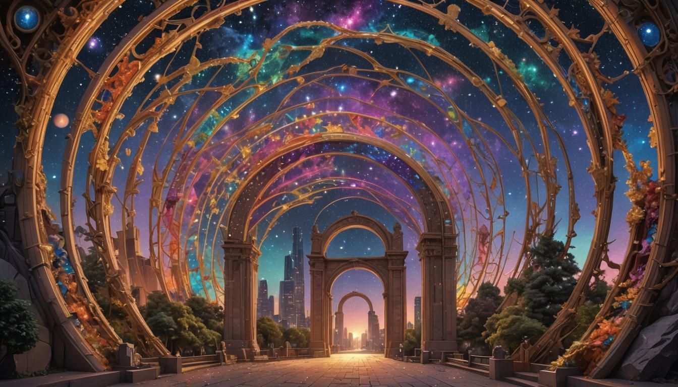 Rainbow Portal Optical Illusion in Graffiti Art Style