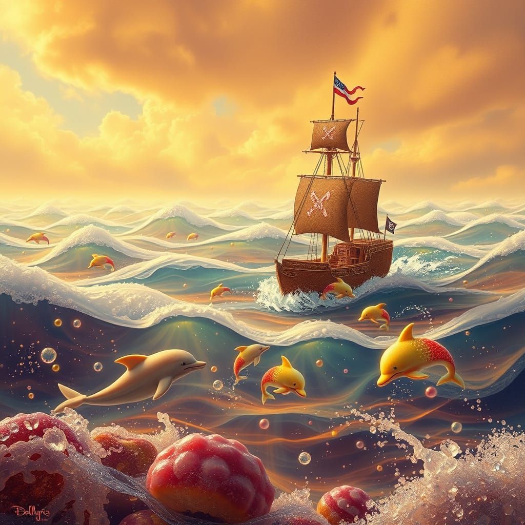 Gingerbread Pirate Ship Navigates Soda Sea