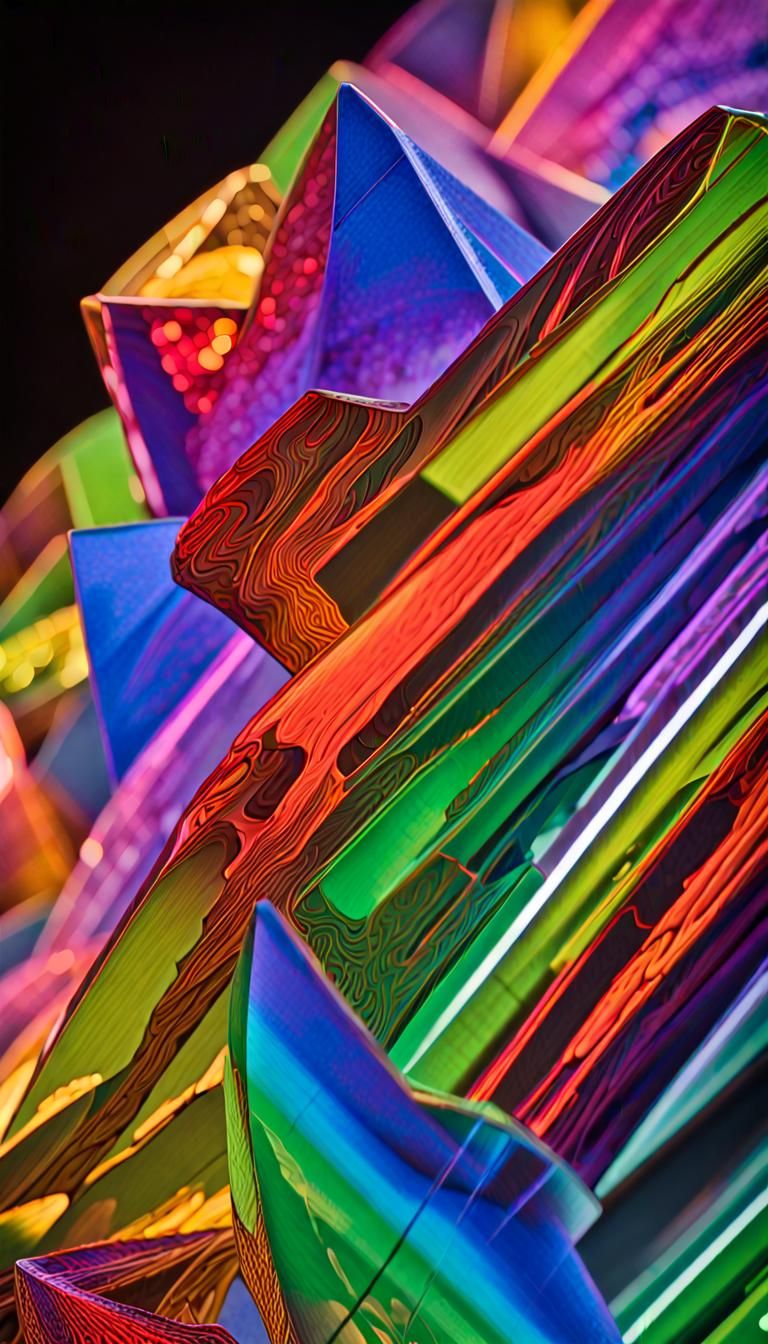 Dynamic Rainbow Statues: 3D Digital Art