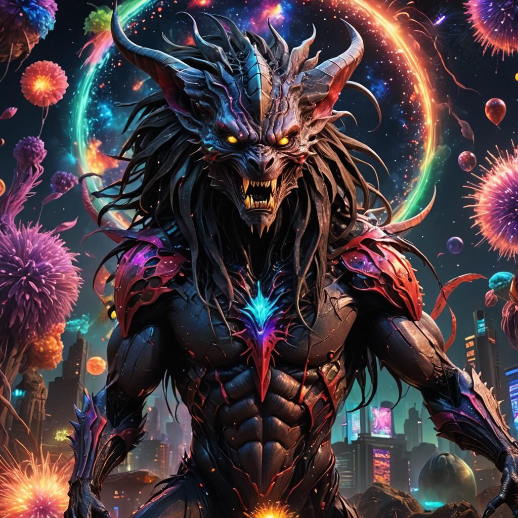 Neon Fantasy Geneticists Building a Planet