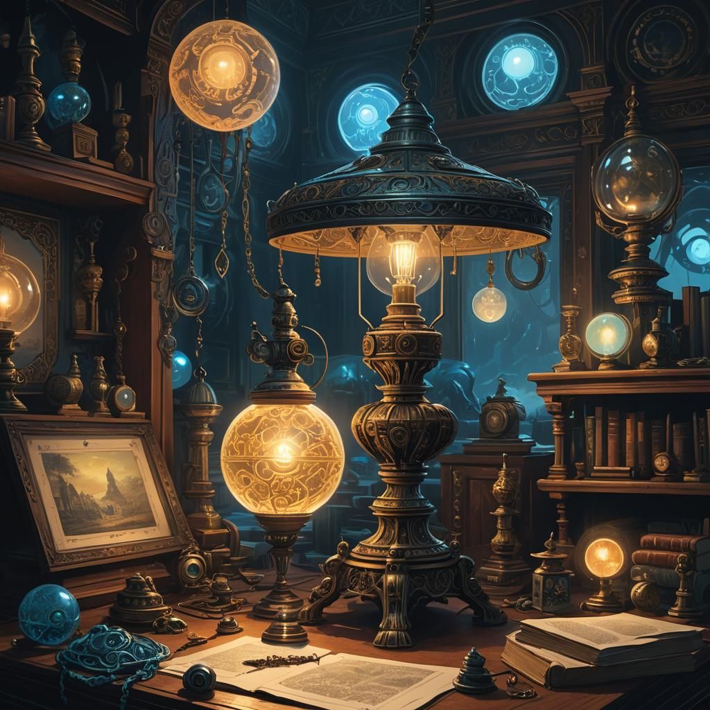 Mystical Lamp Concept Art in Sci-Fi Style