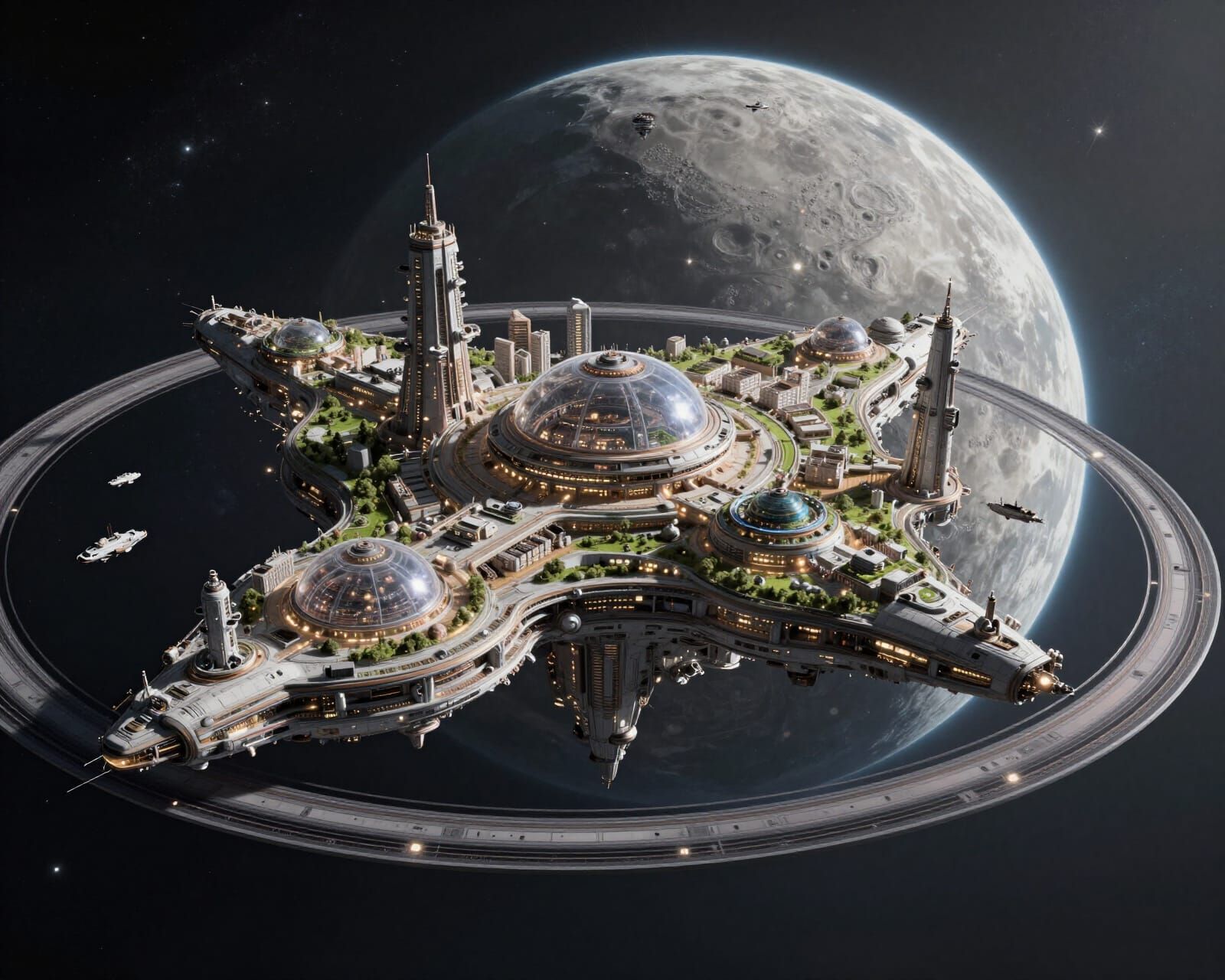 Colossal World-Ship Drifts Through Deep Space