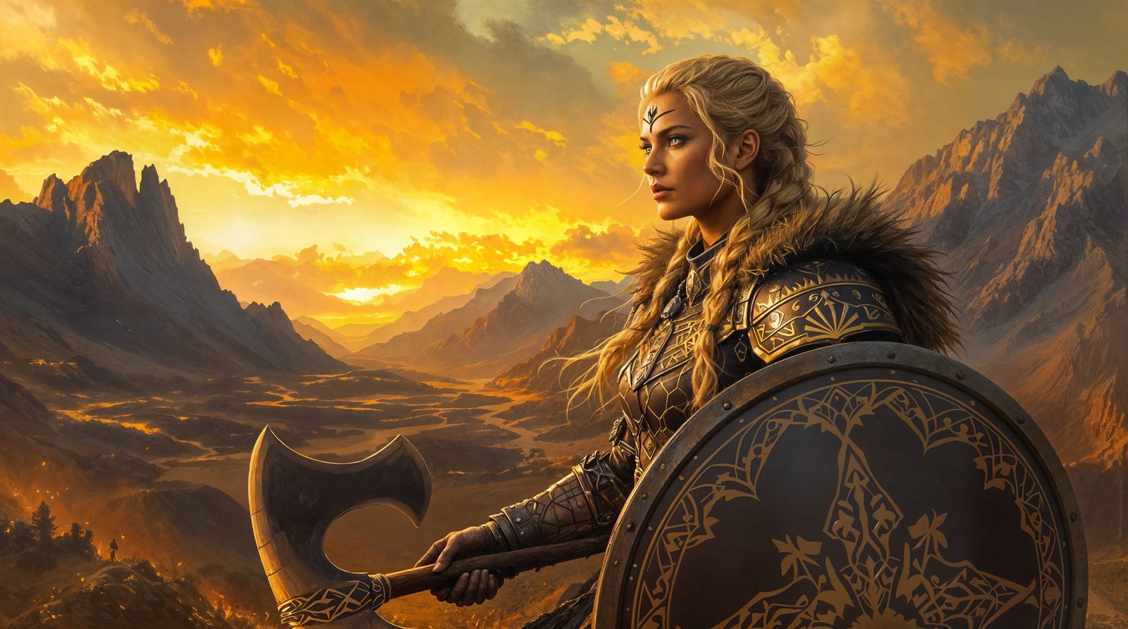 Fierce Warrior in Golden Hour Splendor