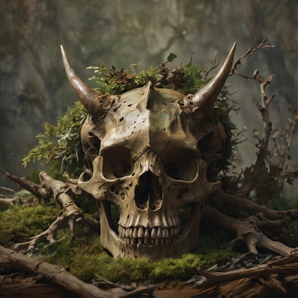 Styracosaurus Skull Still Life in Digital Art