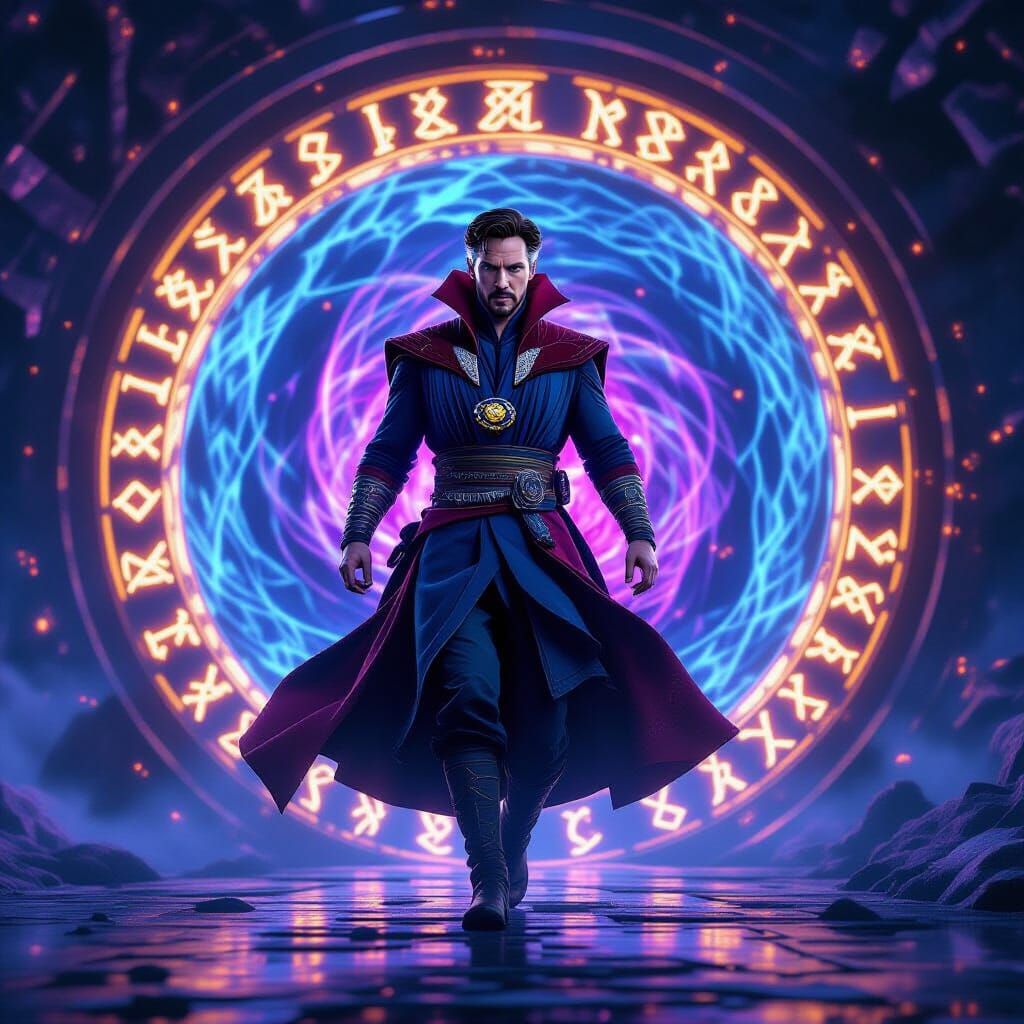 Doctor Strange Stepping Through a Time Portal
