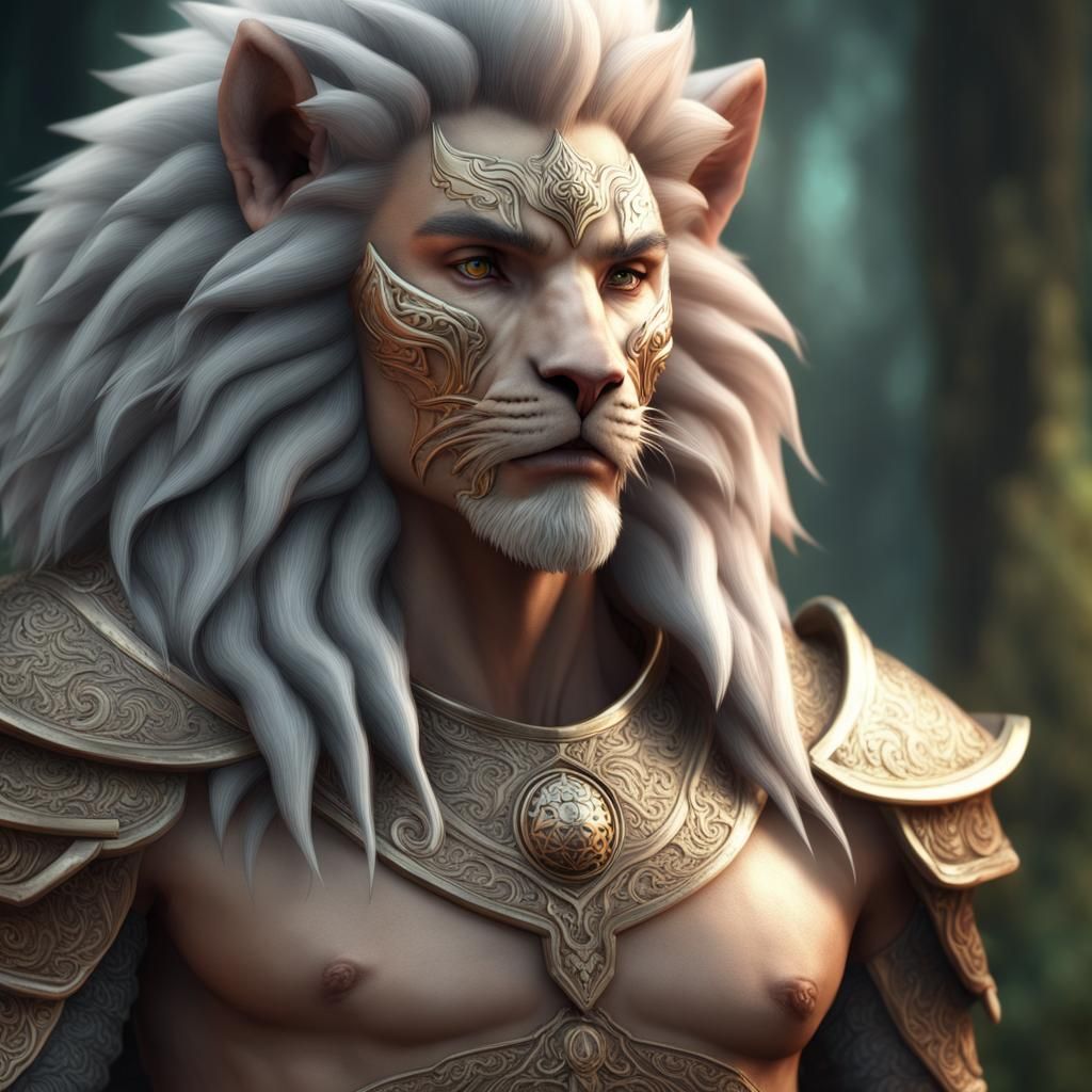 Elf Warrior with Lion Spirit in 3D