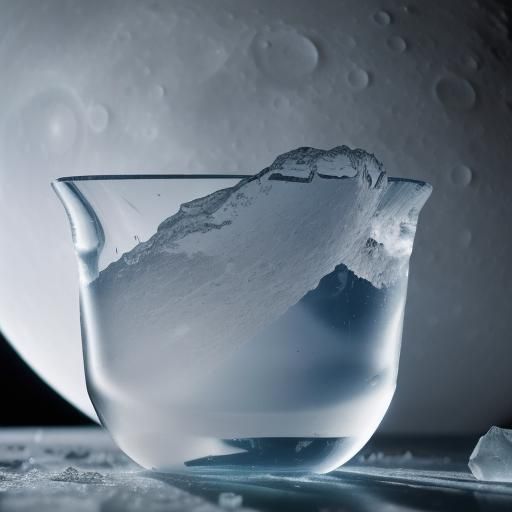 Icy Castle in Glass Bowl on the Moon