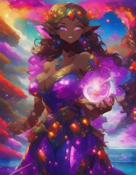 Plus Size Elf Woman in Purple Dress