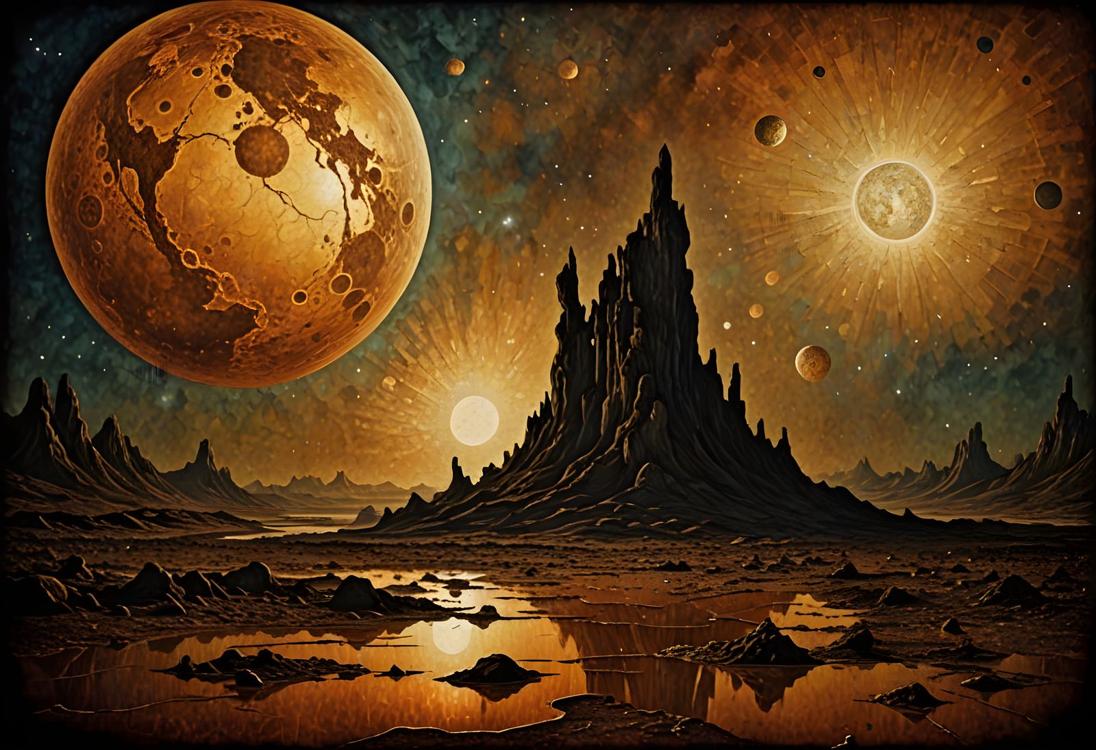 Venus Citadel in Old Encaustic Oil Painting Style