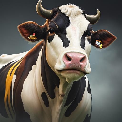 Hyperrealistic Steelers Cow Splash Art