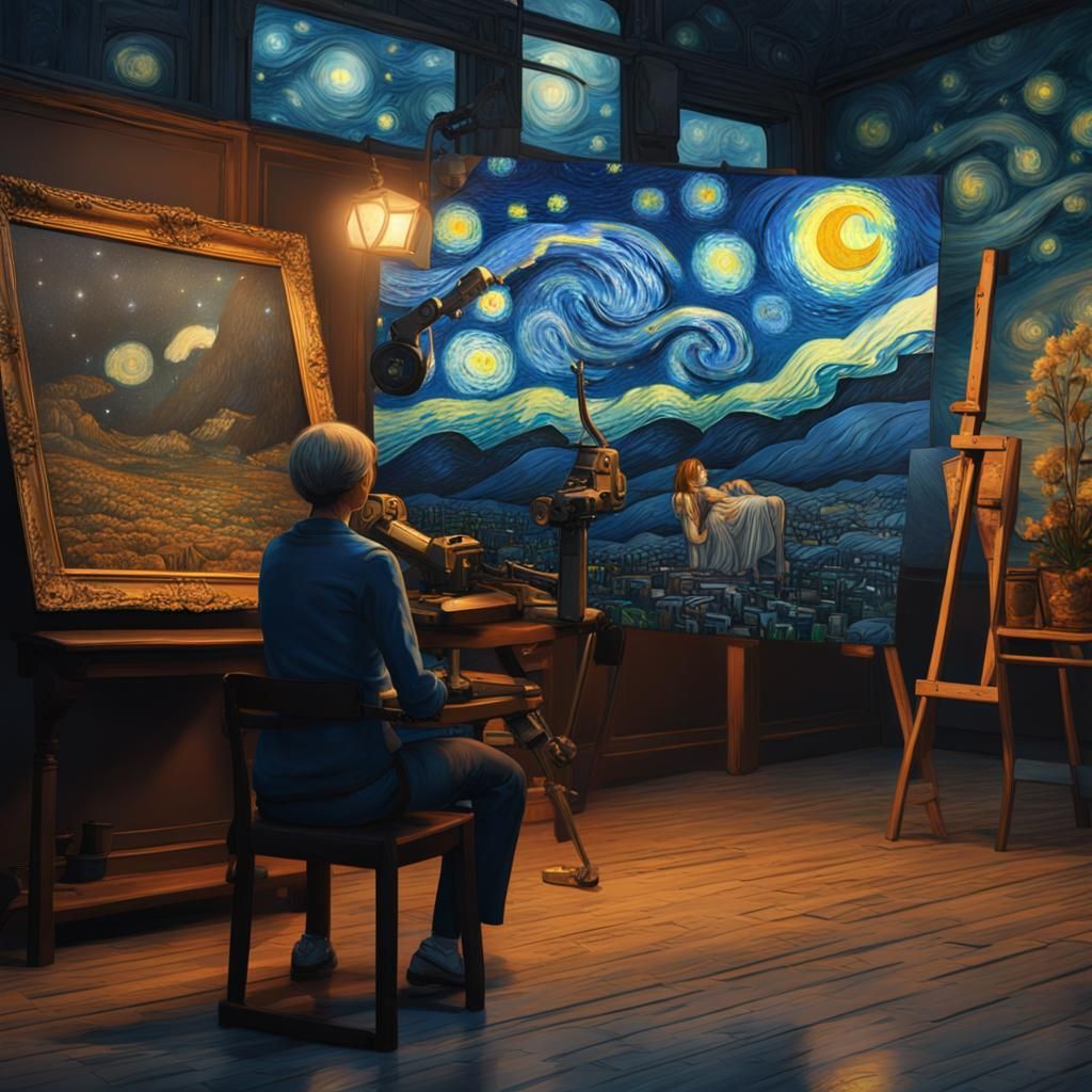 Experiencing Starry Night: Art Gallery Concept Art