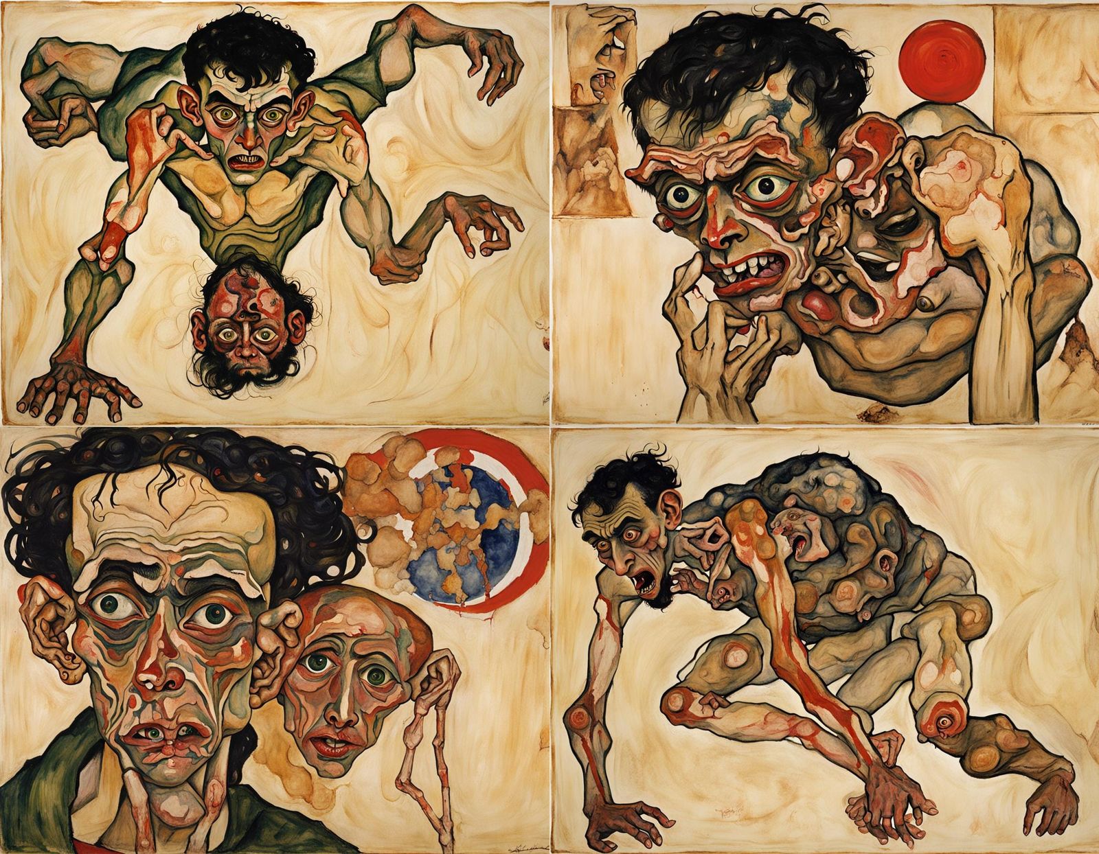 Grotesque Iranian Homunculus in Expressionist Style