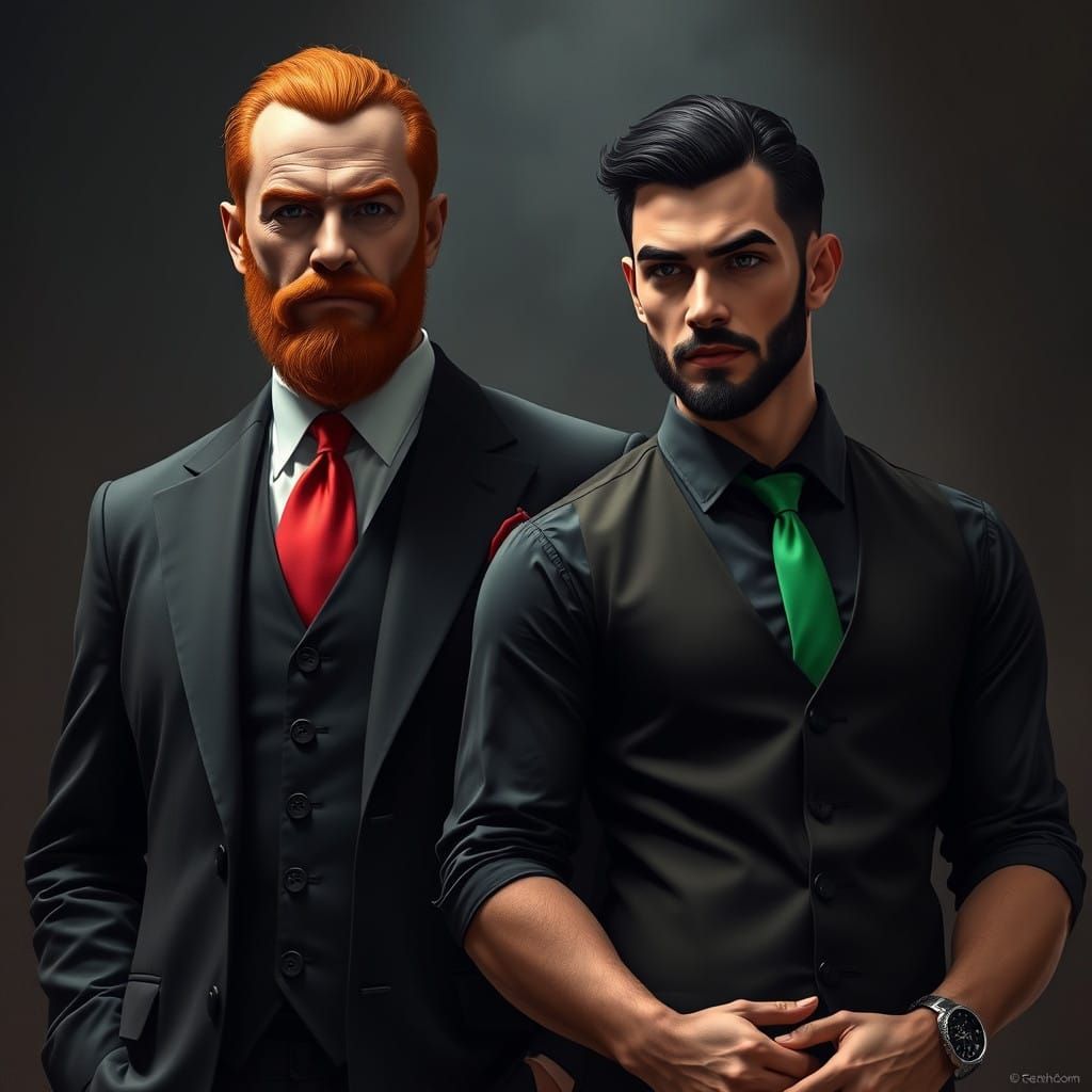 Regal Mob Boss and Lover in Formal Attire, Inspired by Syd M...