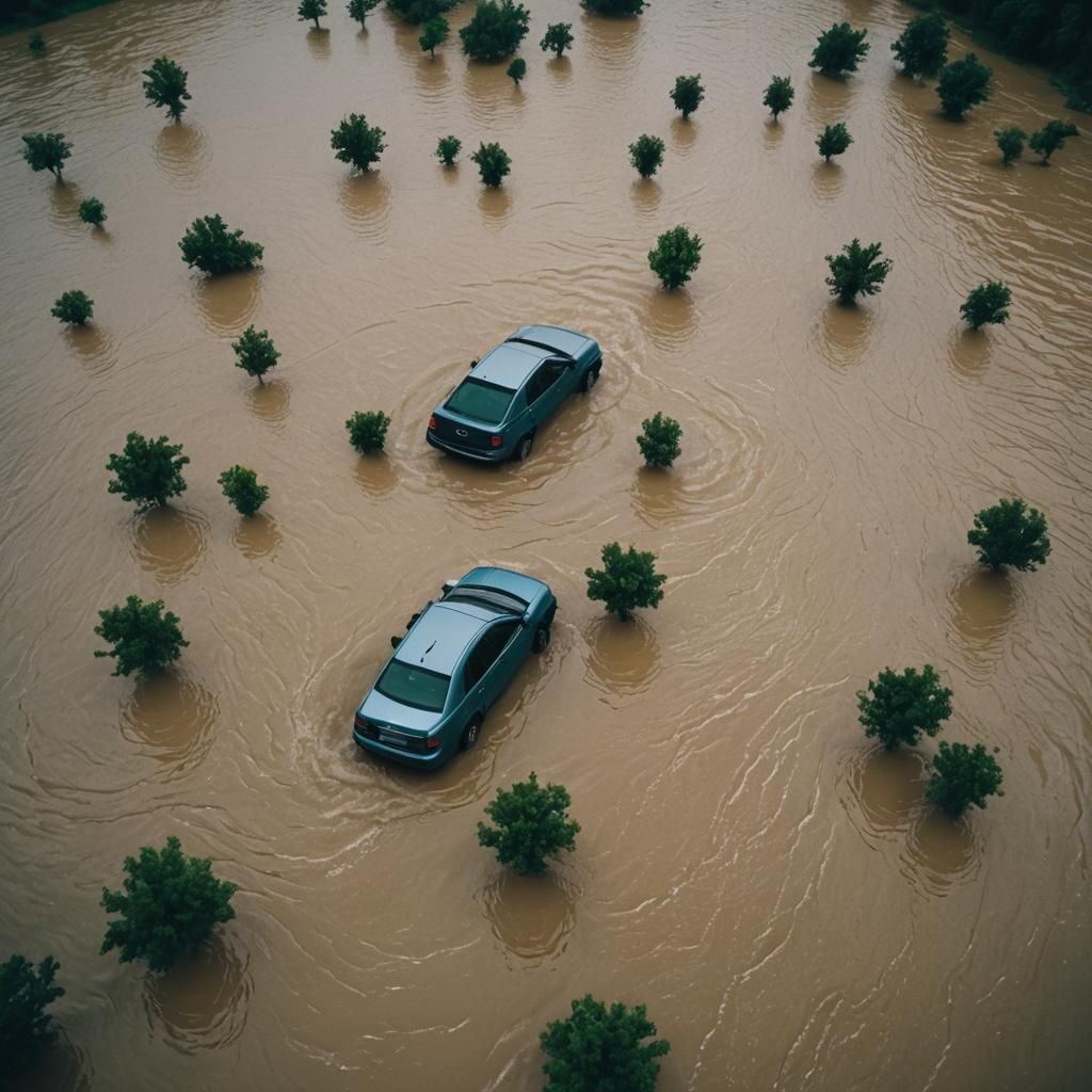 Dramatic Flood Scene in Cinematic Style