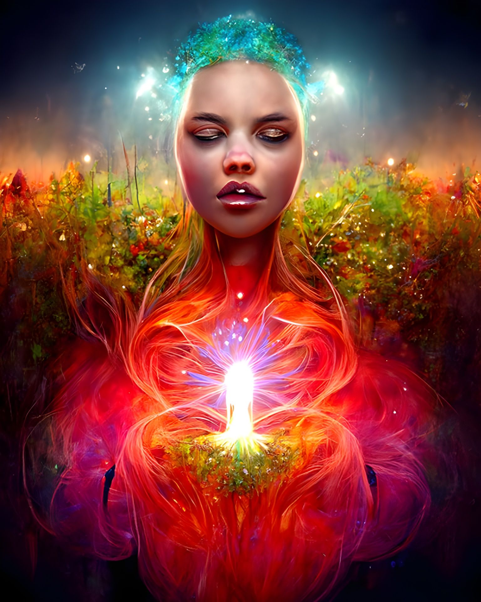 Ethereal Cosmic Woman Made of Starlight Energy