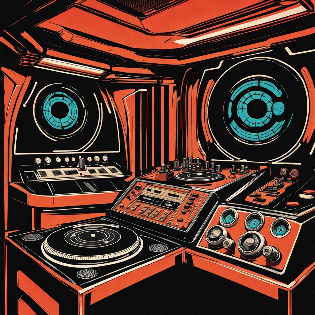 Retrofuturistic Space DJ in Atompunk Style