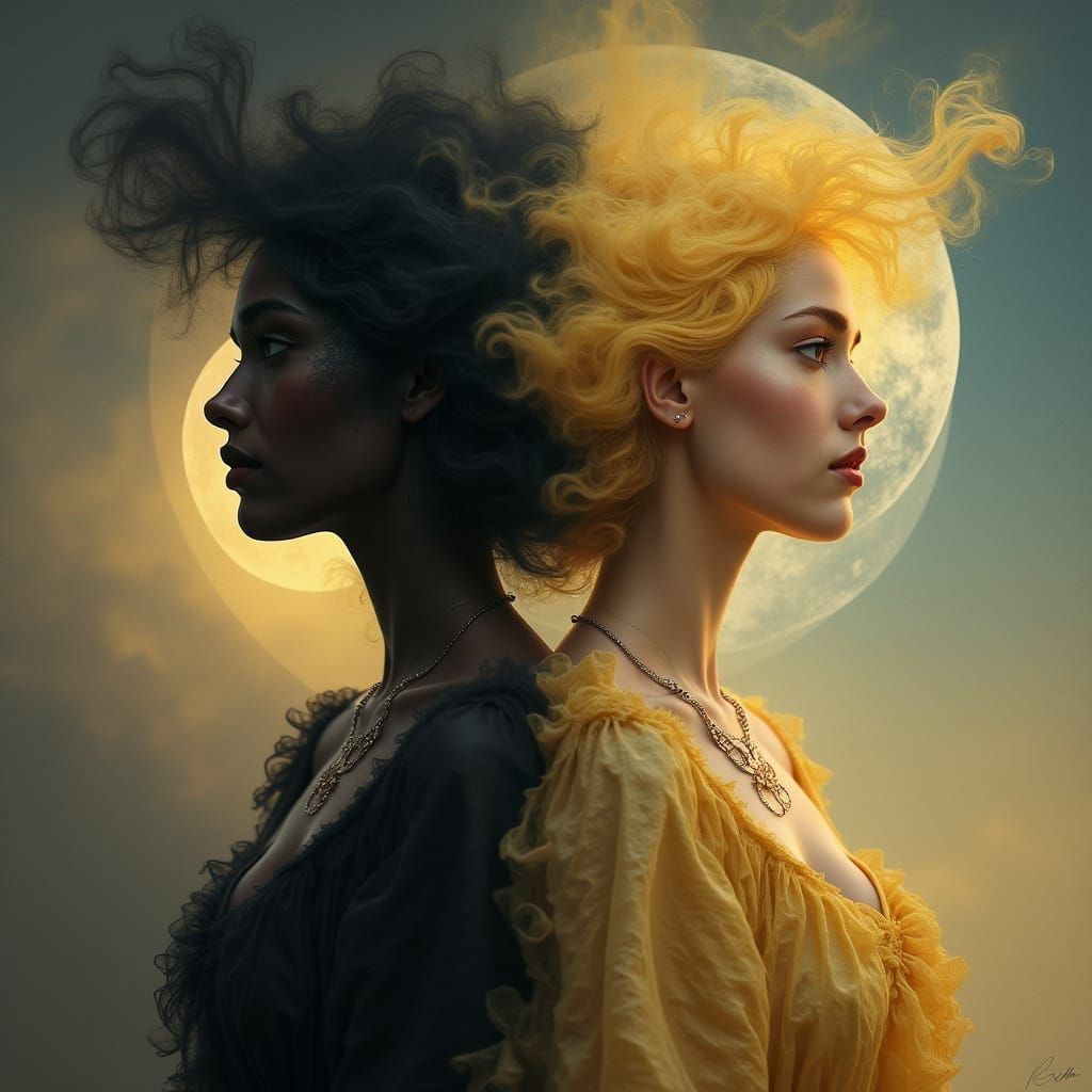 Surreal Renaissance Portrait of Light and Shadow