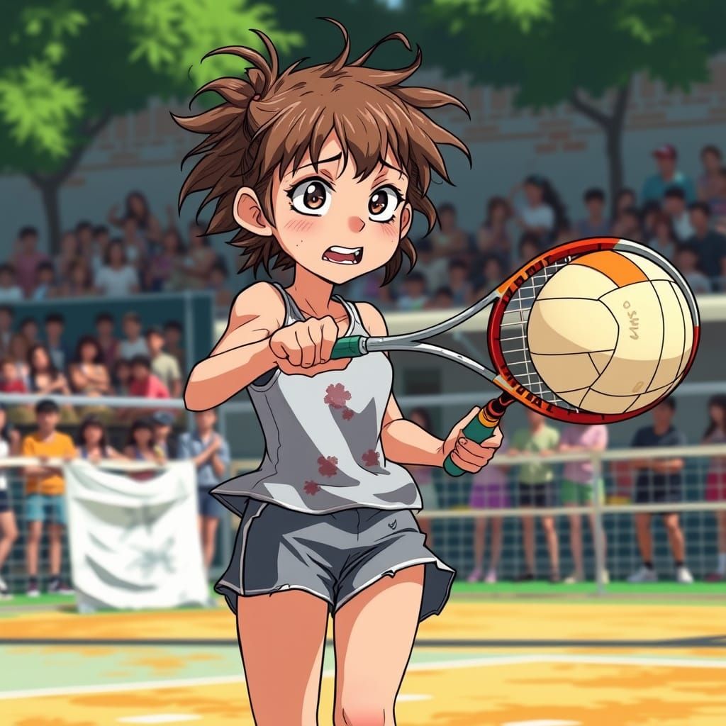 Cartoonish Volleyball Player in a State of Disarray