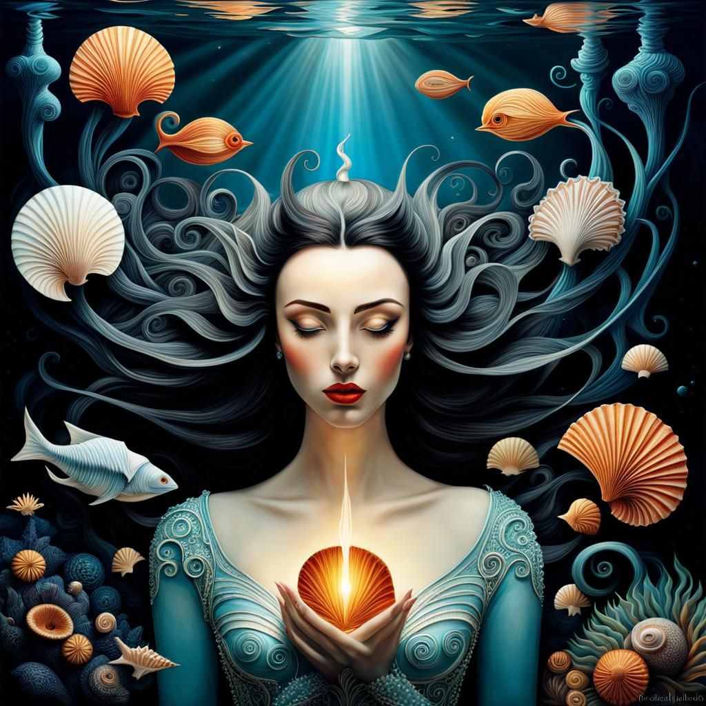 Ethereal Surrealist Dreamscape with Headless Woman and Moth