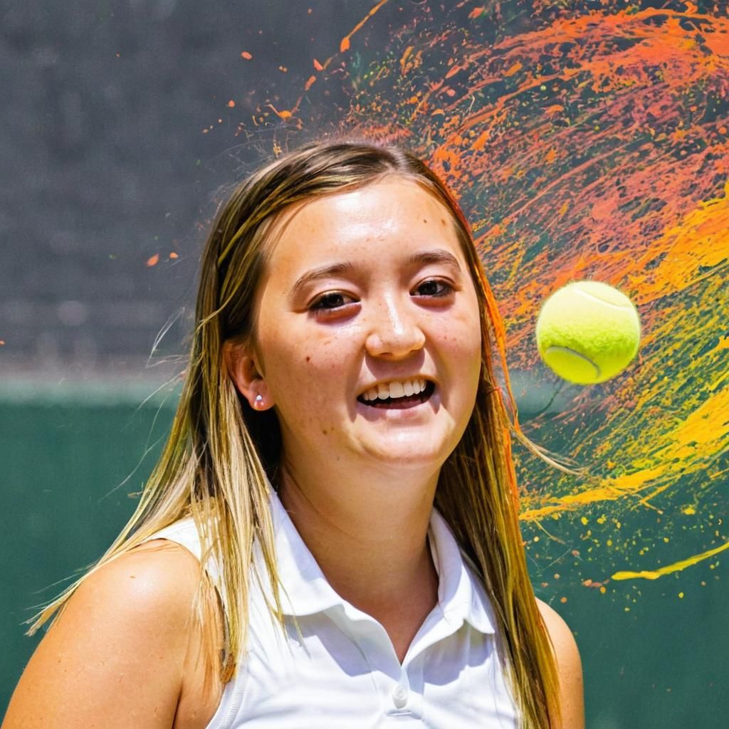 Tennis Action Scene in Vibrant Splash Art Style