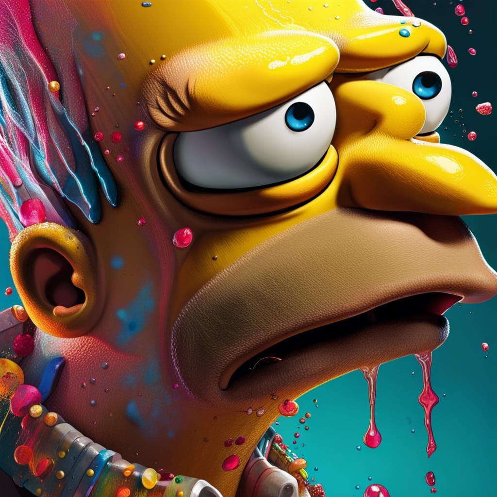 Hyperrealistic Homer Simpson Splash Art