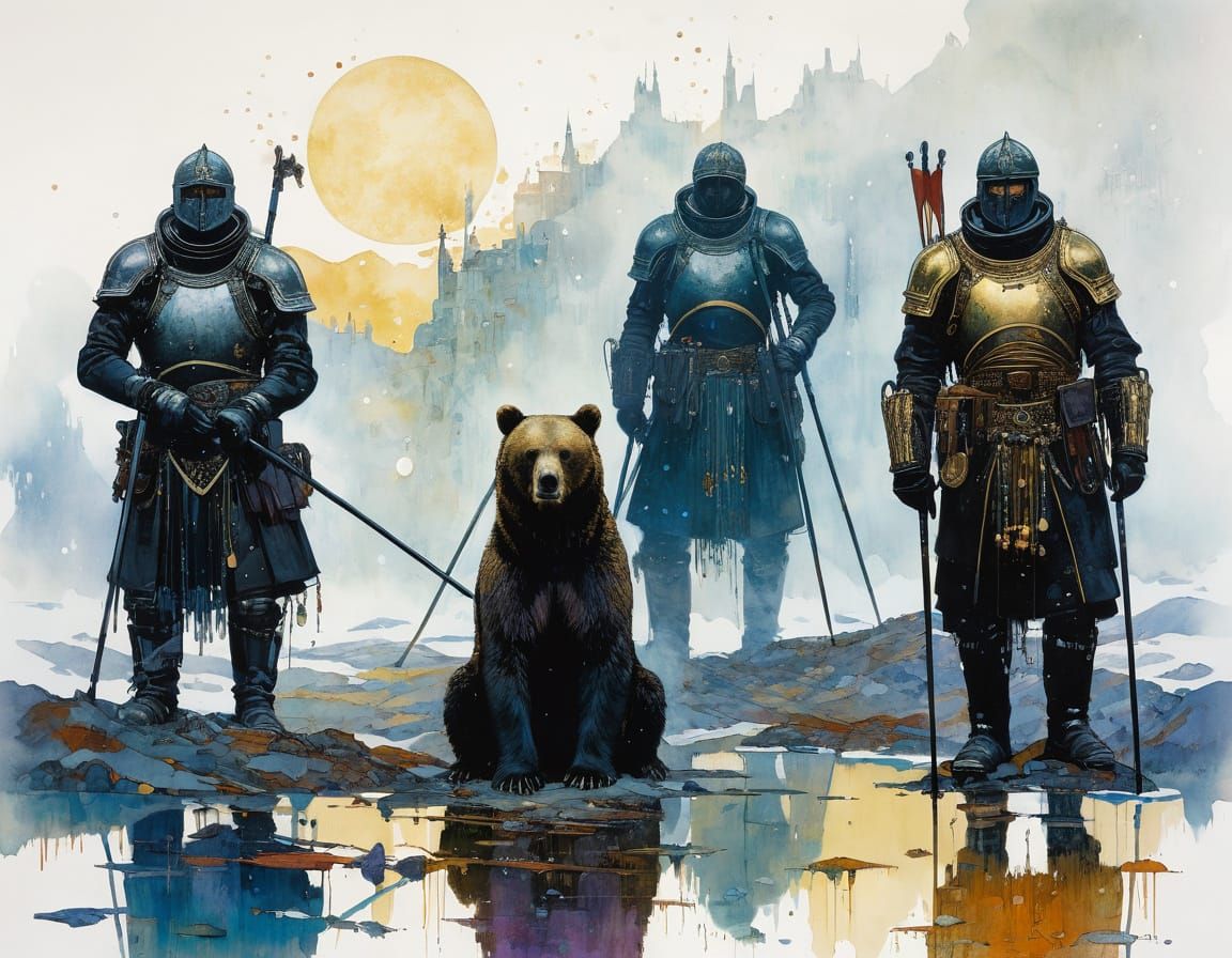 Armored Bears in Dreamy, Detailed Fantasy Art