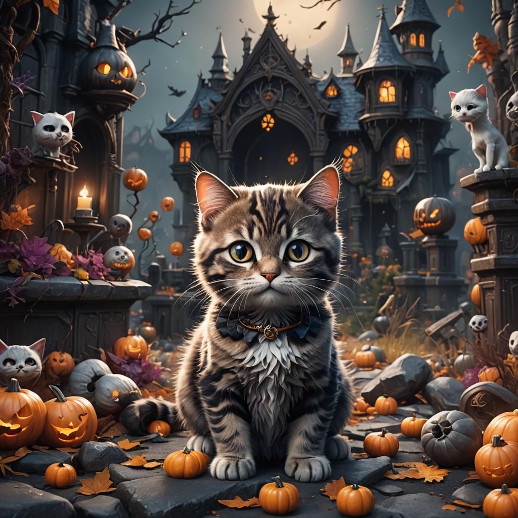 Spooky Cute Cat Matte Painting