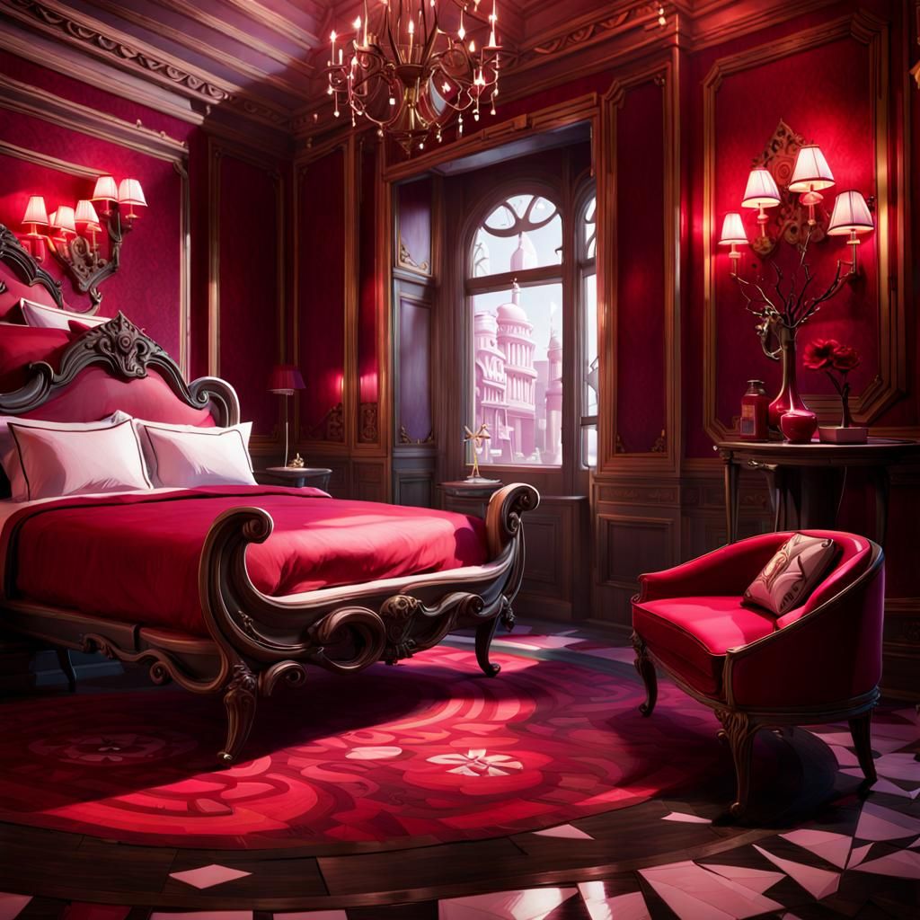 Red Hotel Room