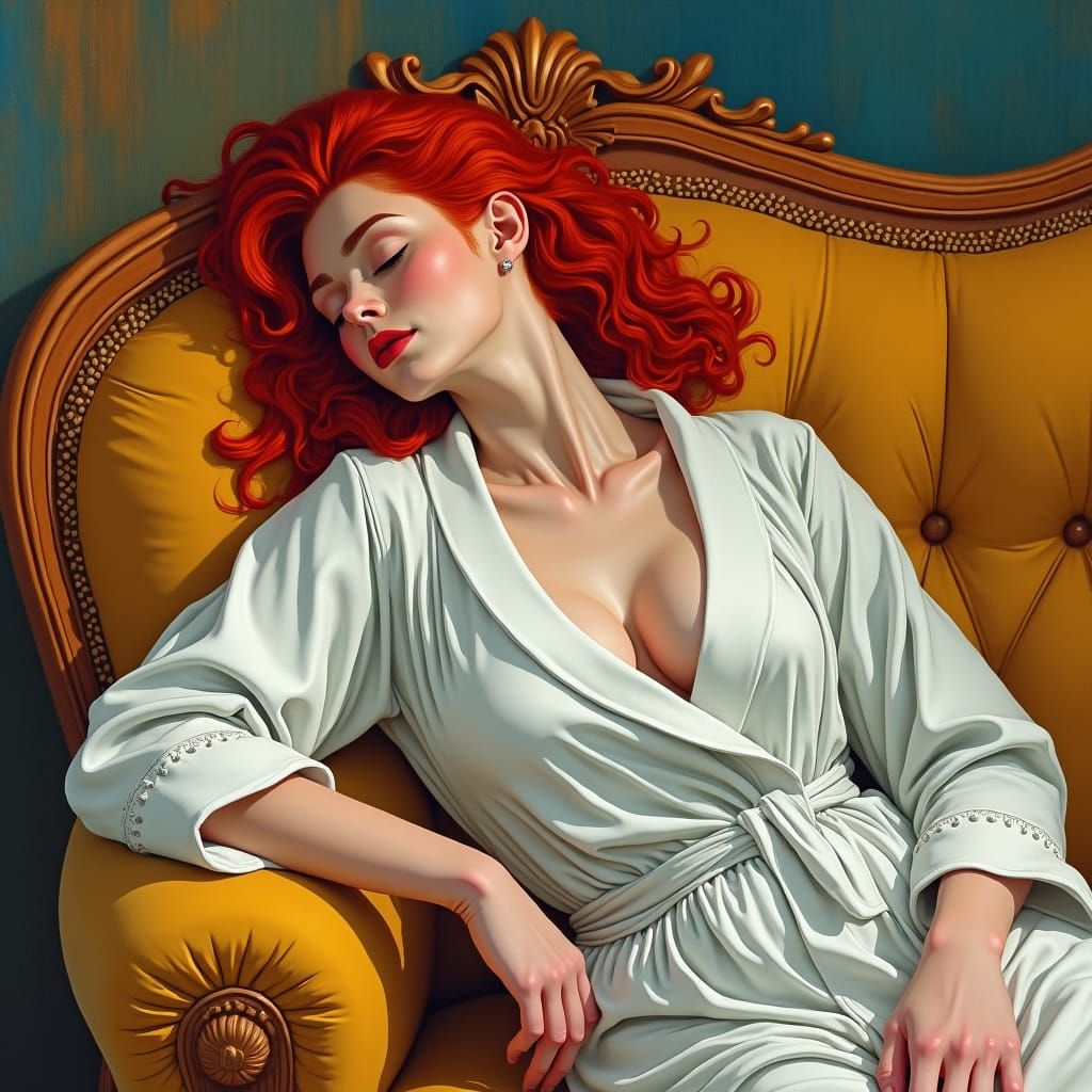 a red hair woman sleeping