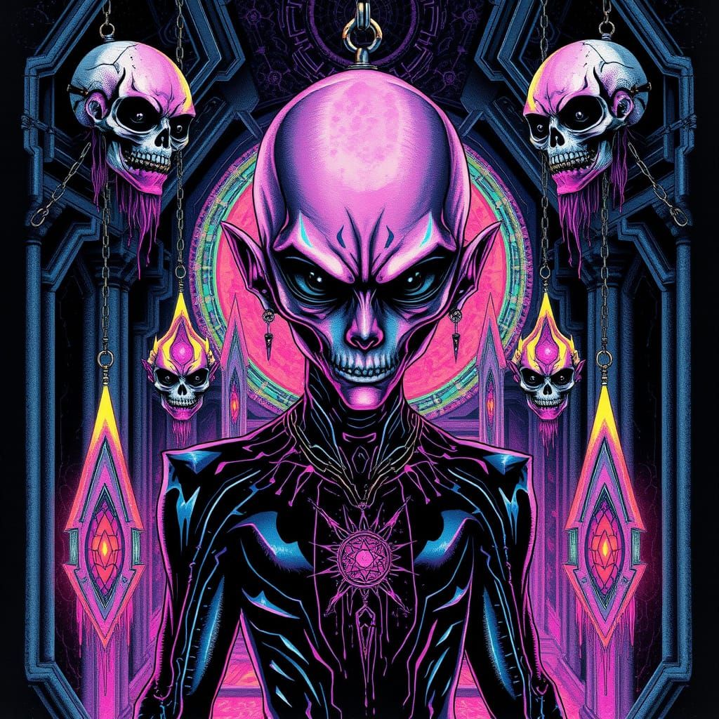 Ethereal Occult Fantasy: Androgyne Entity in Cosmic Labyrint...