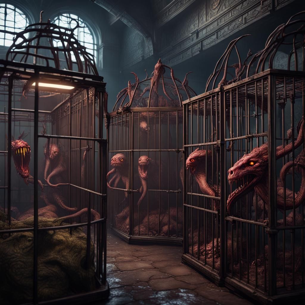 Demonic Eldritch Zoo with Caged Monsters
