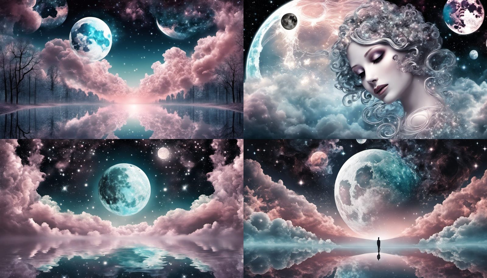 Cosmic Face in Pearlescent Galaxy Double Exposure