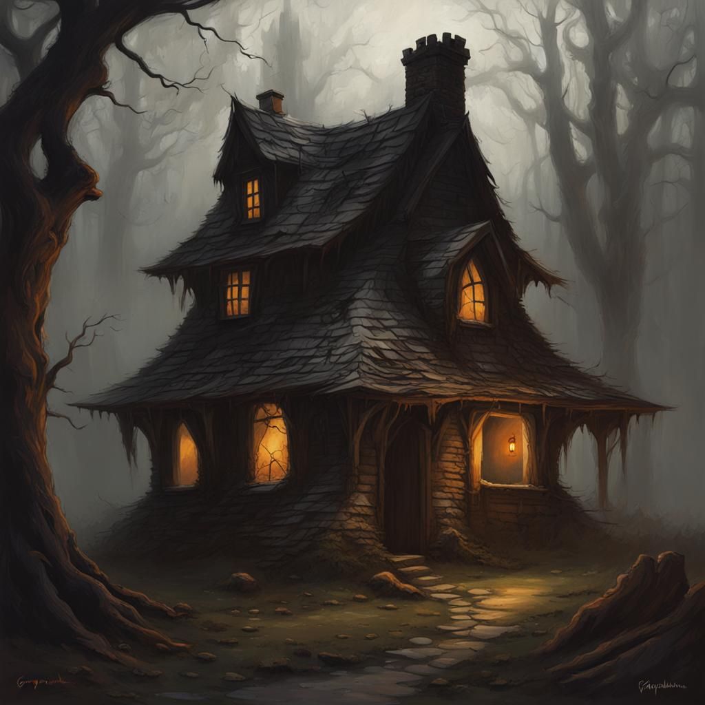 Sinister Witch's Cottage, Digital Art