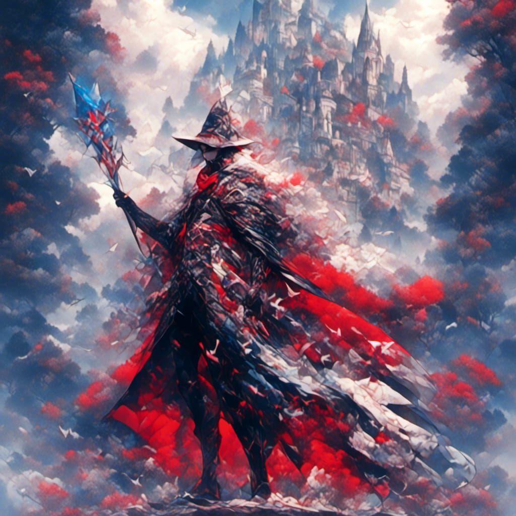 Heroic Armored Wizard with Magic Spheres in Manga Style