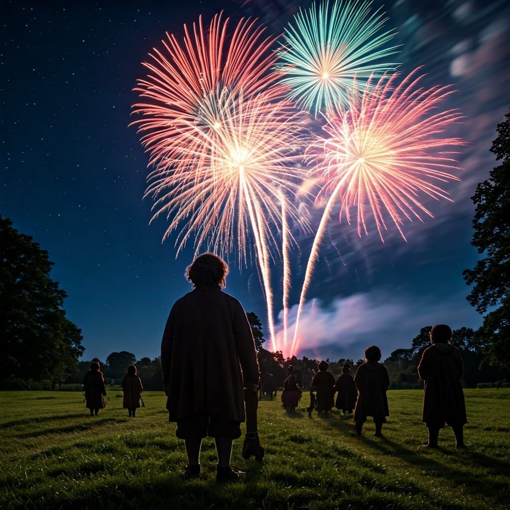 Hobbits Admiring Fireworks at Night Jubilee