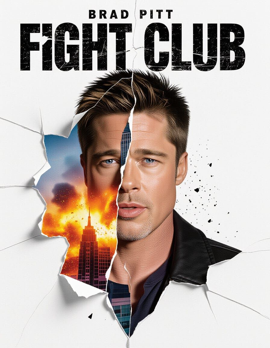 Fight Club Movie Poster with Exploding Skyscraper